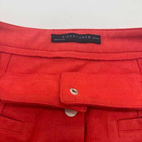 Signature 8 Womens Red A-Line Mini Skirt Button Front Pockets Medium - Picture 5 of 12